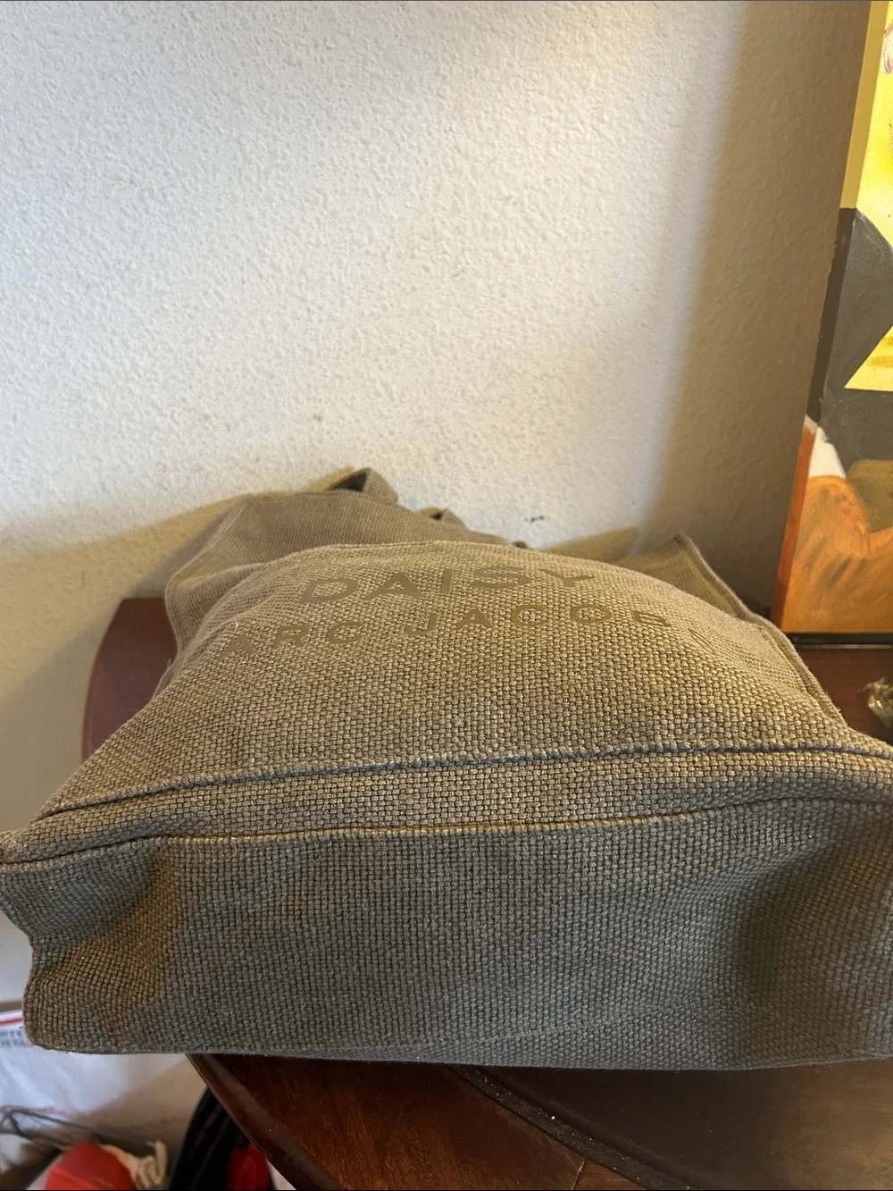 Marc Jacobs Beige Tote with Metallic Gold Daisy Motif